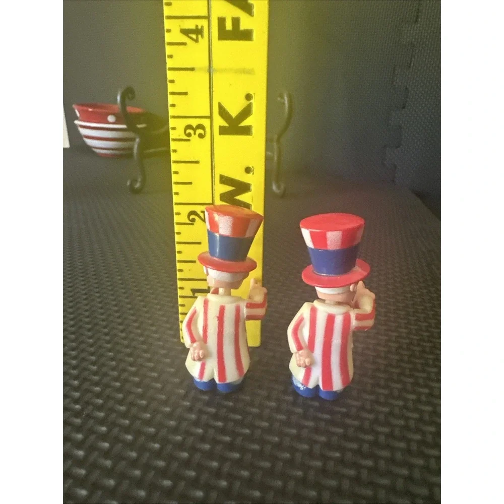 2 Vintage Wilton Patriotic Cake Topper  4th of July Uncle Sam Bobbleheads